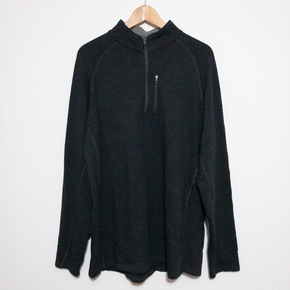 Free Fly Quarter Zip Pullover Mens XL Black Bamboo Viscose Long Sleeve Pocket